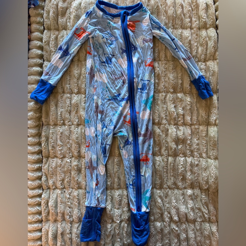 Blue Airplane Print Baby Onesie